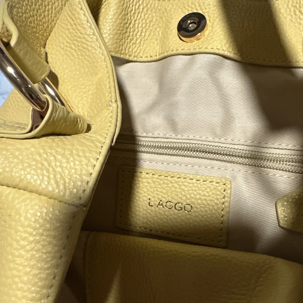 Laggo: The Taylor Yellow Leather Hobo Front Zipper Pocket‎ Shoulder Handbag